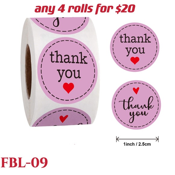 4 rolls of Thank you stickers-#FBL-20 - Picture 4 of 15